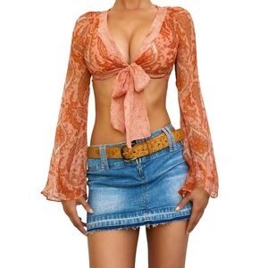 Laundry by Shelli Segal Paisley Silk Tie-Front Top